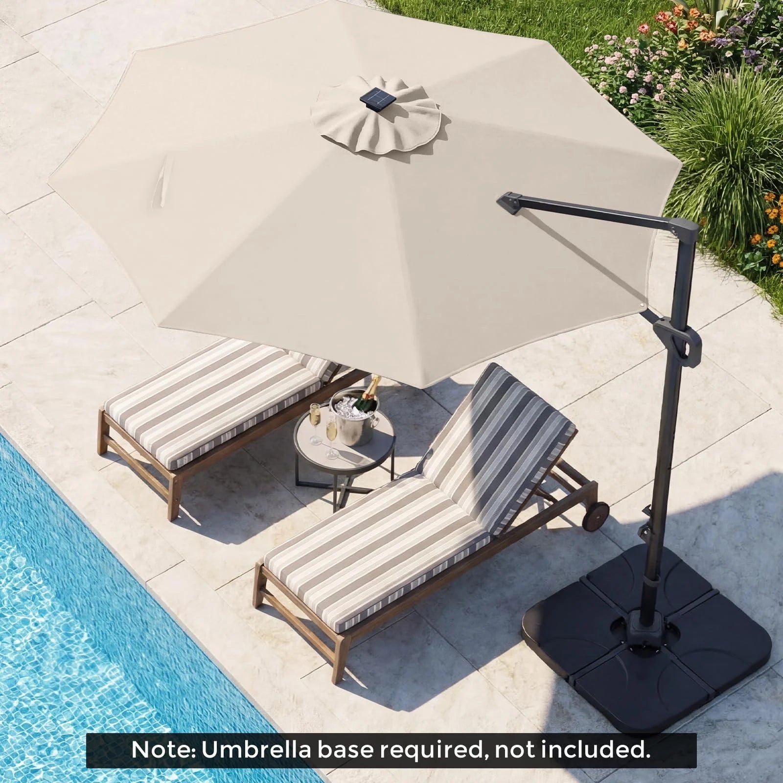 Tangkula 10ft Patio Umbrella 35 LED Lights Aluminum Pole 360 Degree Rotation
