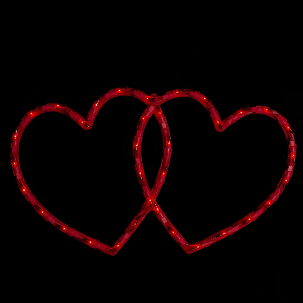 Northlight 17" Lighted Red Double Heart Valentine's Day Window Silhouette Decoration