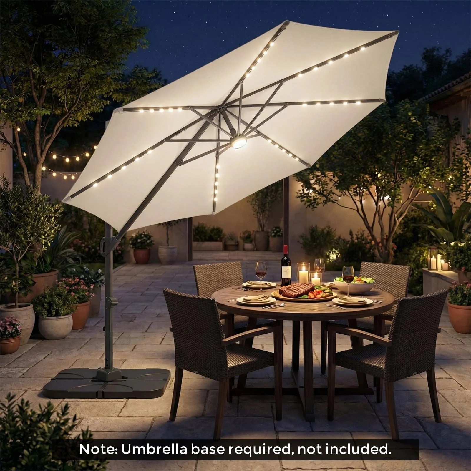 Tangkula 10ft Patio Umbrella 35 LED Lights Aluminum Pole 360 Degree Rotation