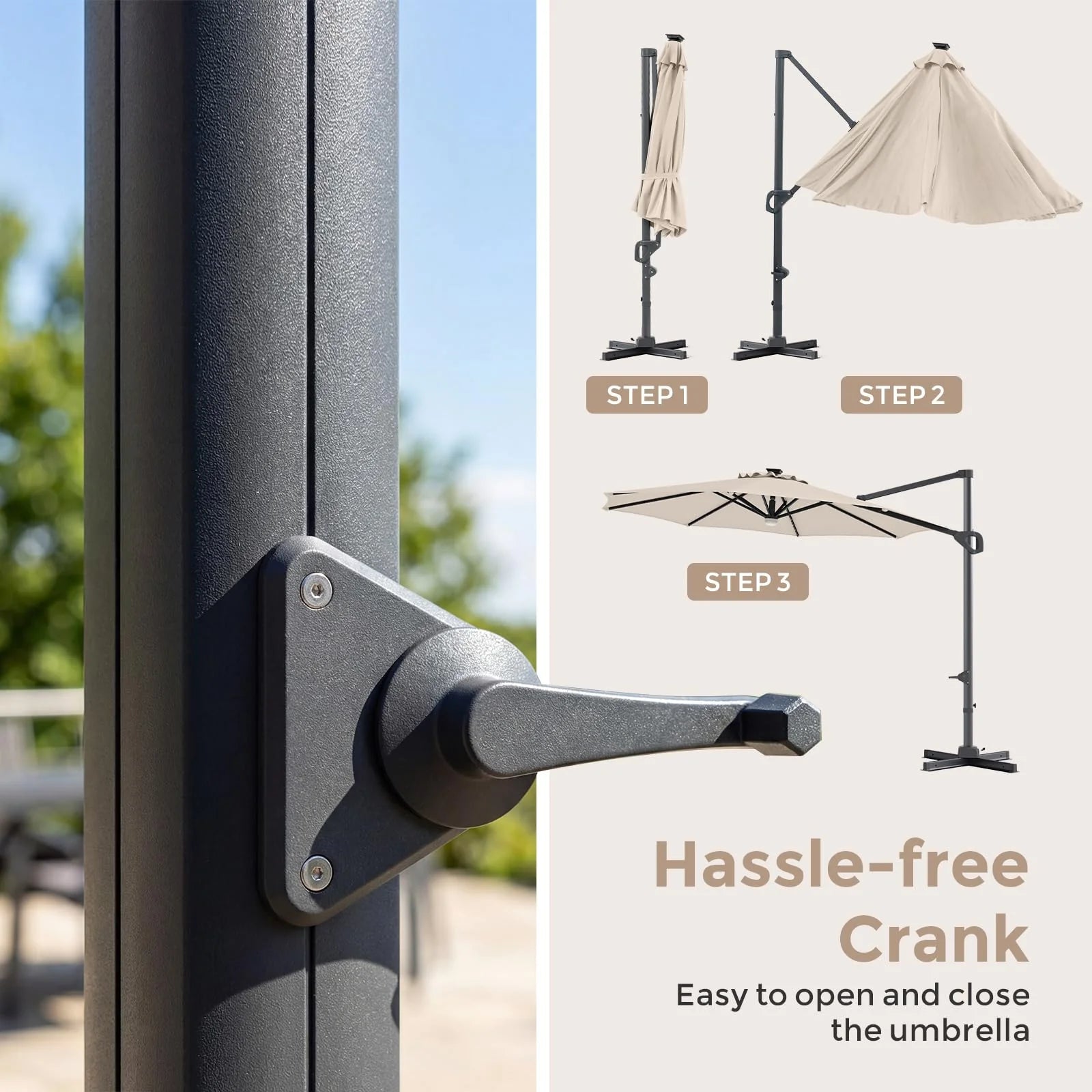 Tangkula 10ft Patio Umbrella 35 LED Lights Aluminum Pole 360 Degree Rotation