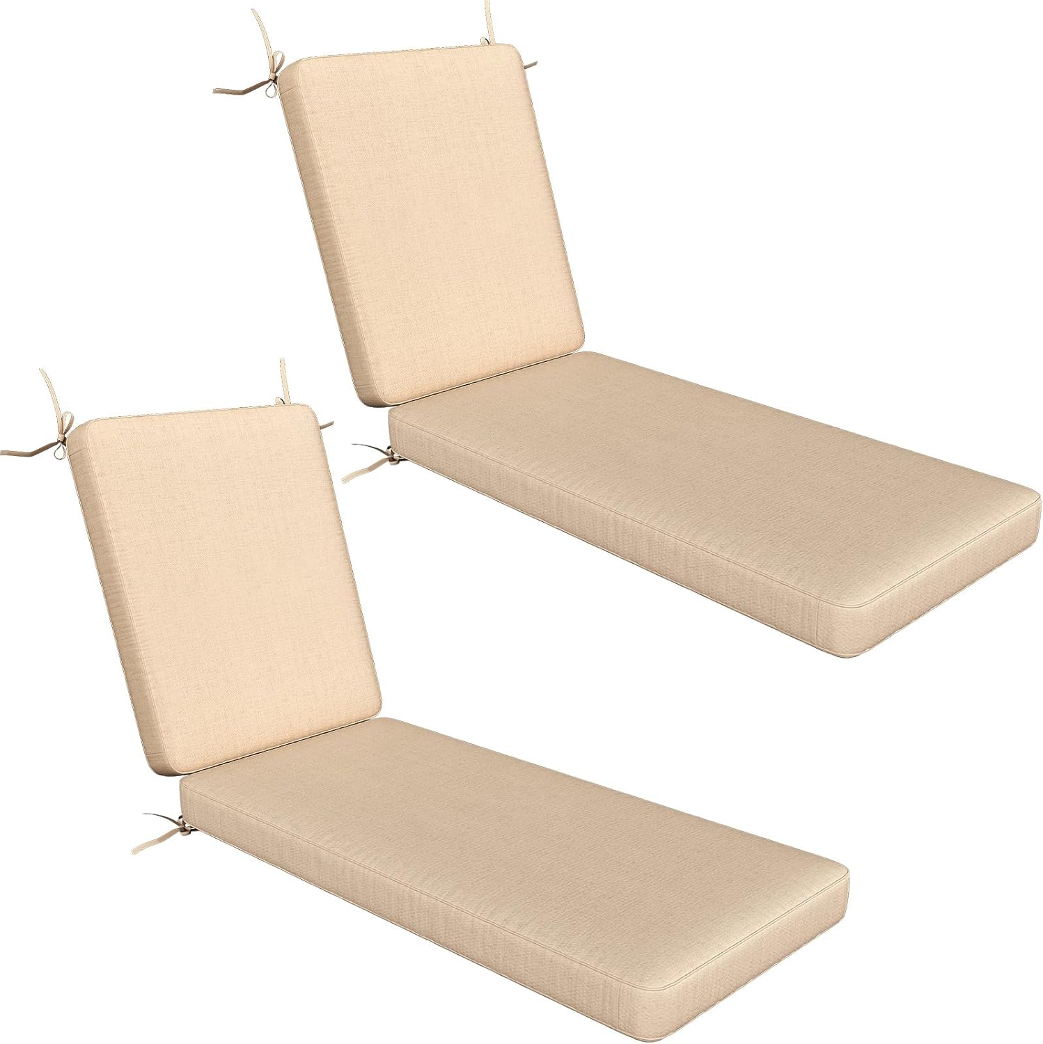 AECOJOY Chaise Lounge Cushions Outdoor Set of 2, 72x21x3 Inch Lounge Chair Cushion, Fade Resistant Patio Sun Lounger Replacement