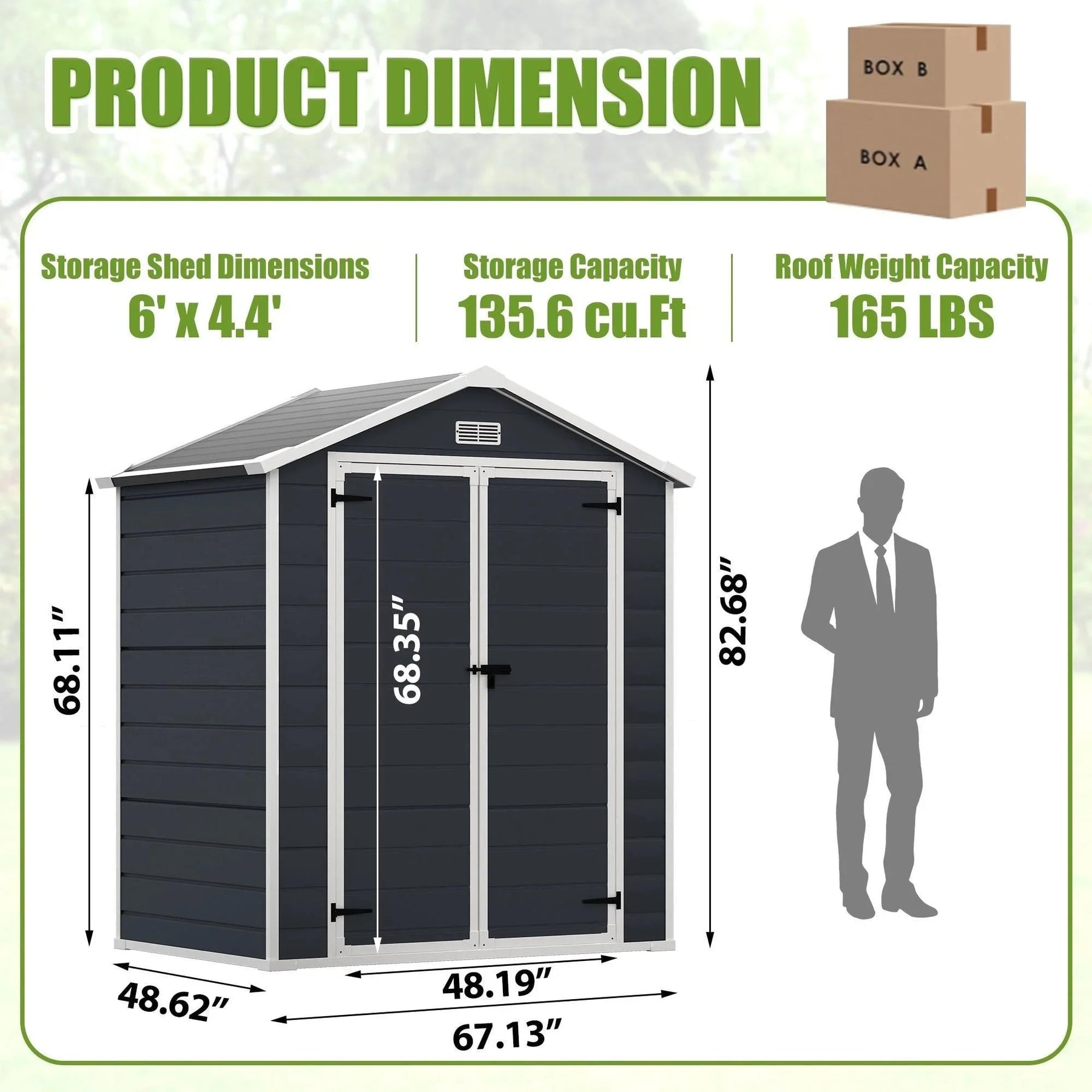 Enyopro 306gal Outdoor Storage Shed, Horizontal Resin Shed, Resistant Tool Plastic Shed for Storage of Bike/Garbage Cans/Garden Tools/Lawn Mowers