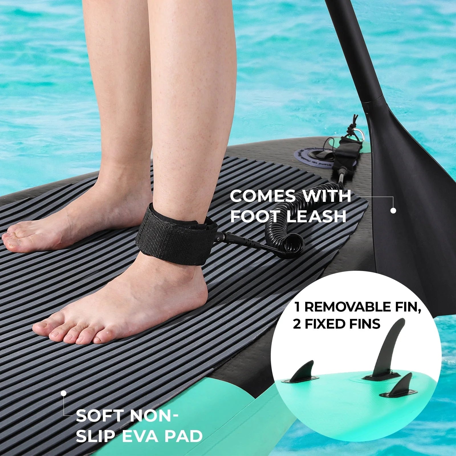 Arlopu Portable 10' Inflatable Stand up Paddle Board with Aluminum Paddle, Leash, Hand Pump & Backpack for Youth Adult